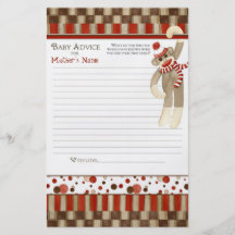 Sock Monkey, Boy Baby Shower Advice Flyers