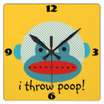 Sock Monkey Clock i throw poop