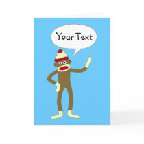 Sock Monkey Customizable Comic Speech Bubble Card