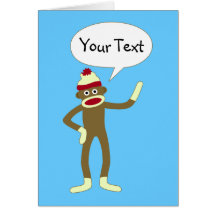 Sock Monkey Customizable Comic Speech Bubble Card