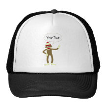Sock Monkey Customizable Comic Speech Bubble Trucker Hat