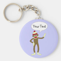 Sock Monkey Customizable Comic Speech Bubble Key Chains