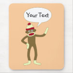 Sock Monkey Customizable Comic Speech Bubble Mouse Pad