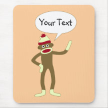 Sock Monkey Customizable Comic Speech Bubble Mouse Pad