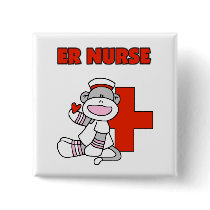 Sock Monkey ER Nurse T-shirts and Gifts Pin