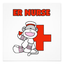 Sock Monkey ER Nurse T-shirts and Gifts Personalized Announcement