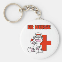 Sock Monkey ER Nurse T-shirts and Gifts Key Chain