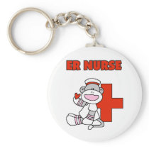 Sock Monkey ER Nurse T-shirts and Gifts Key Chain