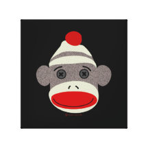 Sock Monkey Face Canvas Gallery Wrap Canvas