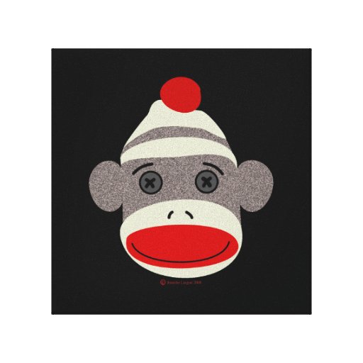Sock Monkey Face Canvas Gallery Wrap Canvas
