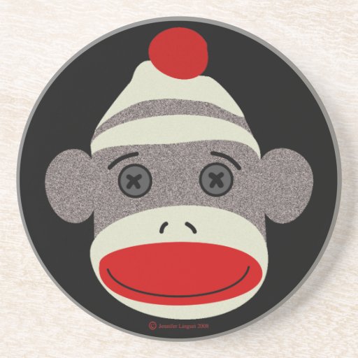 Sock Monkey Face Coaster