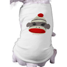 Sock Monkey Face Doggie Ringer T Doggie T Shirt