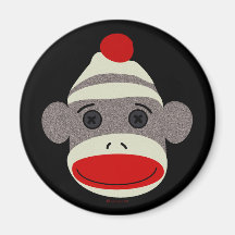 Sock Monkey Face Magnet