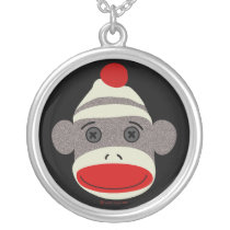 Sock Monkey Face Necklace