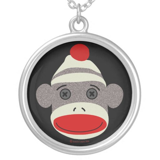 Sock Monkey Face Necklace