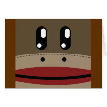Sock Monkey Face Products Greeting Cards
