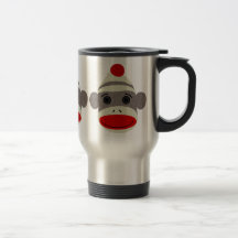 Sock Monkey Face Travel Mug