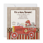 Sock Monkey, Fire Truck Boy Baby Shower Invitation