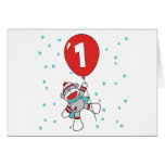 Sock Monkey First Birthday Invitations Greeting Cards