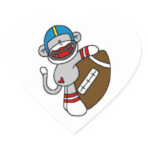 Sock Monkey Football T shirts and Gifts Heart Sticker