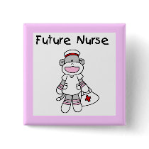 Sock  Monkey Future Nurse T-shirts and Gifts Button