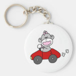 Sock Monkey Girl in Red Car Keychains