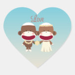 Sock Monkey Hawaiian Wedding Sticker ハート形シールステッカー