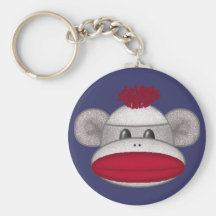 Sock Monkey Head Keychains