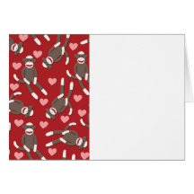 Sock Monkey Hearts Greeting Card