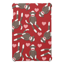 Sock Monkey Hearts iPad Mini Cases