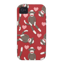 Sock Monkey Hearts iPhone 4 Cases