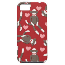Sock Monkey Hearts iPhone 5 Case