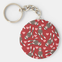 Sock Monkey Hearts Key Chains