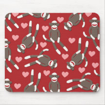 Sock Monkey Hearts Mousepads