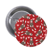Sock Monkey Hearts Pins