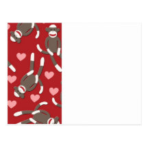 Sock Monkey Hearts Postcards
