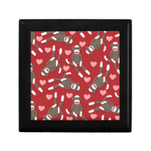 Sock Monkey Hearts Trinket Box