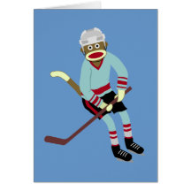 Sock Monkey Hockey Player Card