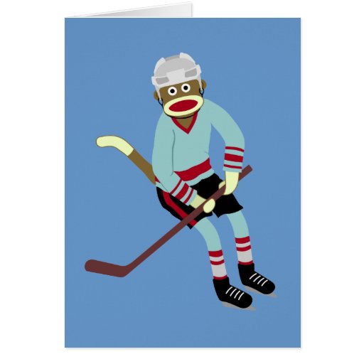 Sock Monkey Hockey Player Card