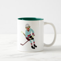 Sock Monkey Hockey Player Coffee Mug