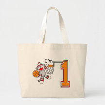 Sock Monkey Hoops 1st Birthday Tote Bags