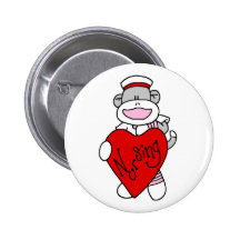 Sock Monkey I Love Nursing T-shirts and Gifts Pinback Button
