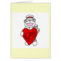 Sock Monkey I Love Nursing T-shirts and Gifts Greeting Card