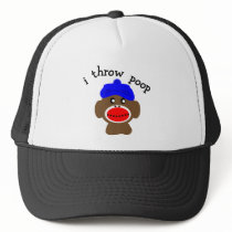Sock Monkey "I THROW POOP" Hats