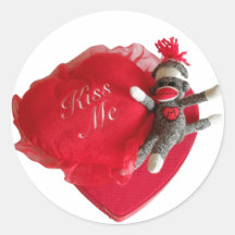 Sock Monkey Love #6 Round Sticker