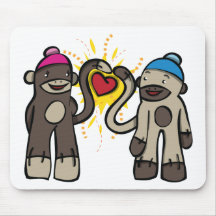 Sock Monkey Love Mouse Pads