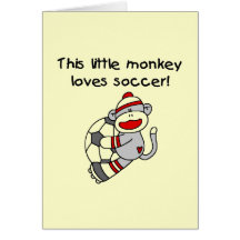 Sock Monkey Loves Soccer T shirts and Gifts Card