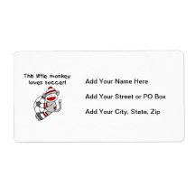 Sock Monkey Loves Soccer T shirts and Gifts Shipping Label