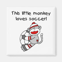 Sock Monkey Loves Soccer T shirts and Gifts Refrigerator Magnets