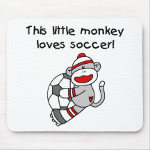 Sock Monkey Loves Soccer T shirts and Gifts Mousepad